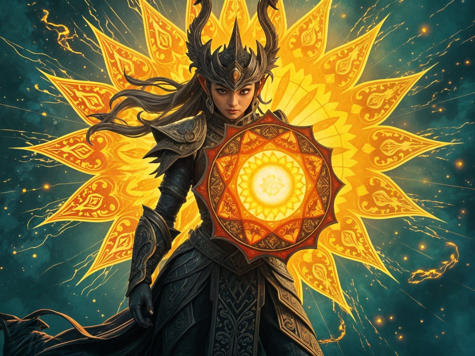 Celestial Warrior's Golden Shield of Light