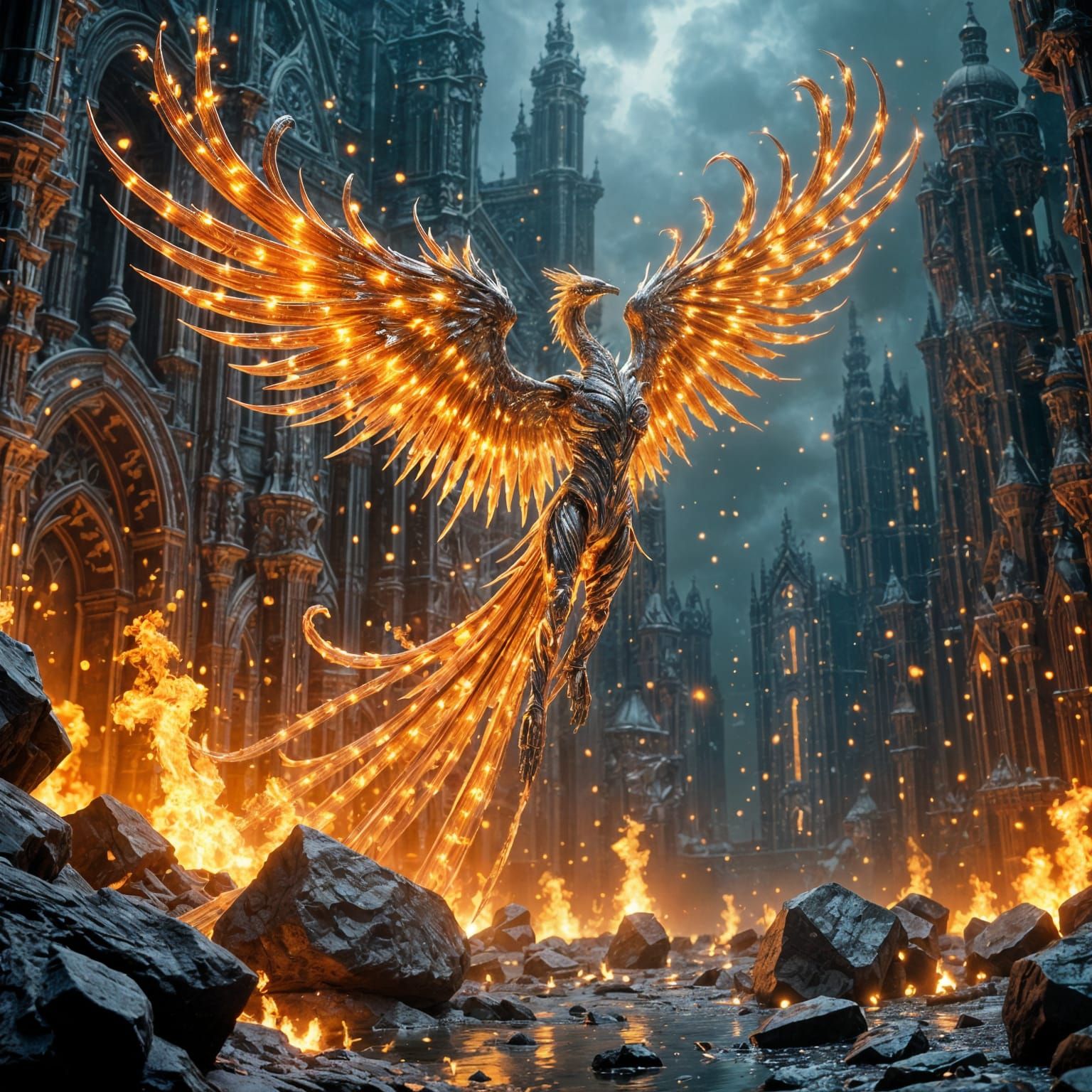 Biomechanical Phoenix Rises from Ashes in Giger Style