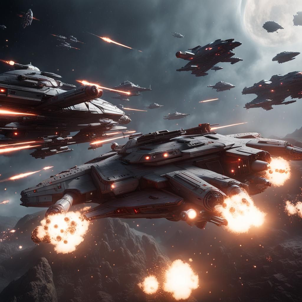 Epic Fleet Battle in 3D Cinematic Style