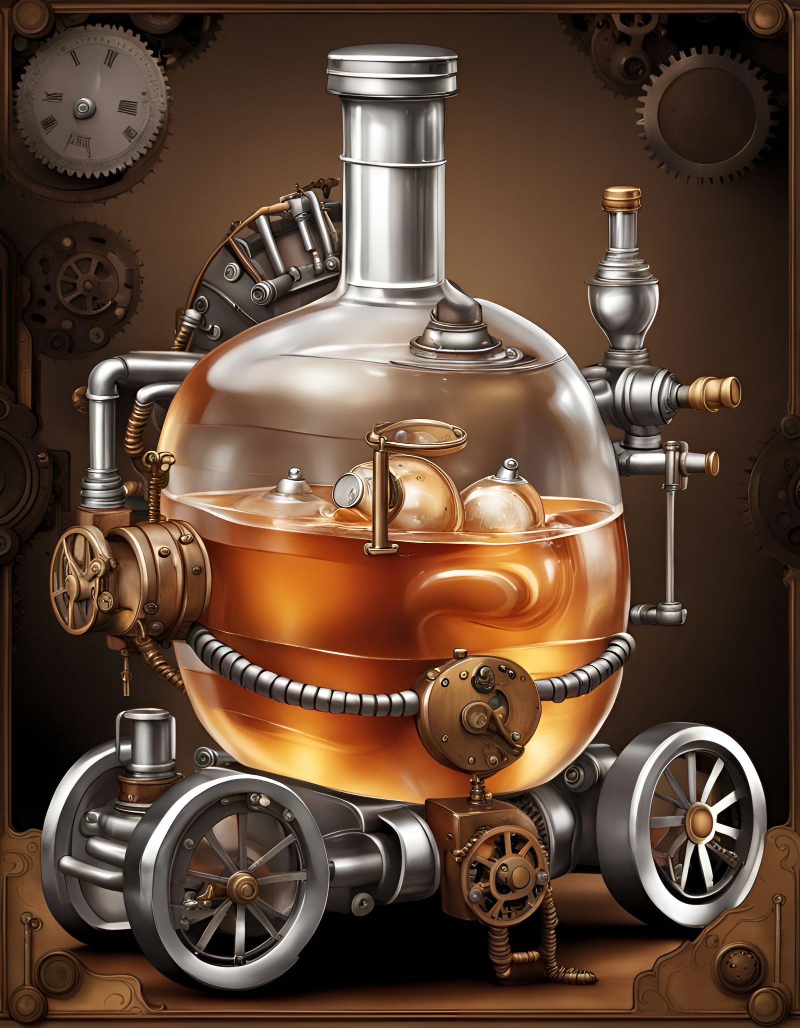 Steampunk Vodka Caramel Drink Engine
