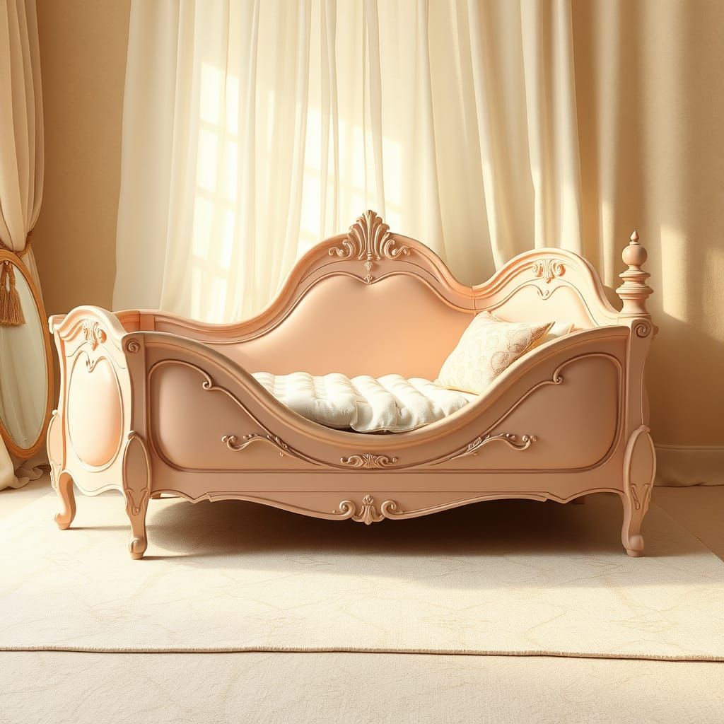 Whimsical Toddler Bed in Delicate Rose-Hued Wood