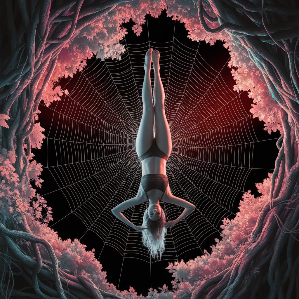 Hanging in a spider web