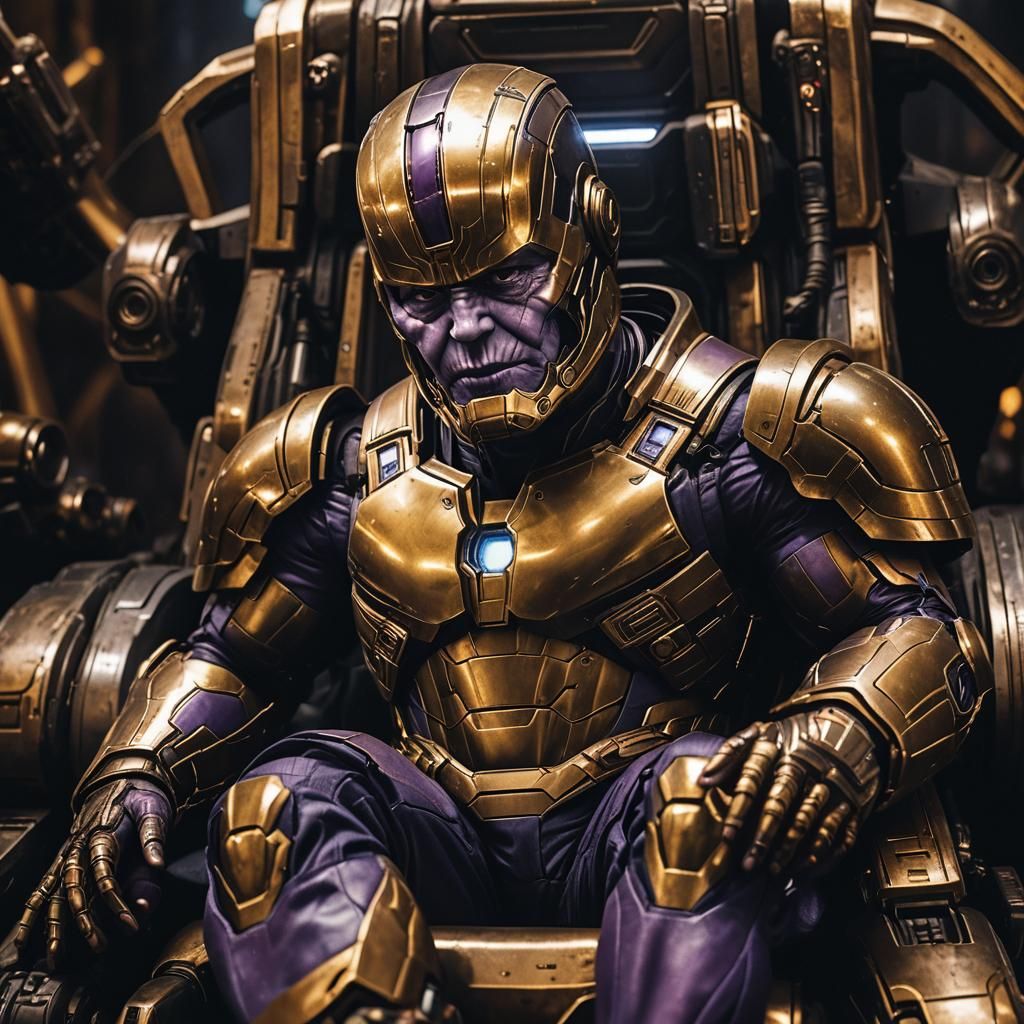Baby Thanos and War Machine: Hyperrealistic Portrait