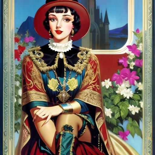 Classic Pin-Up Style Portrait of a Pretty Woman