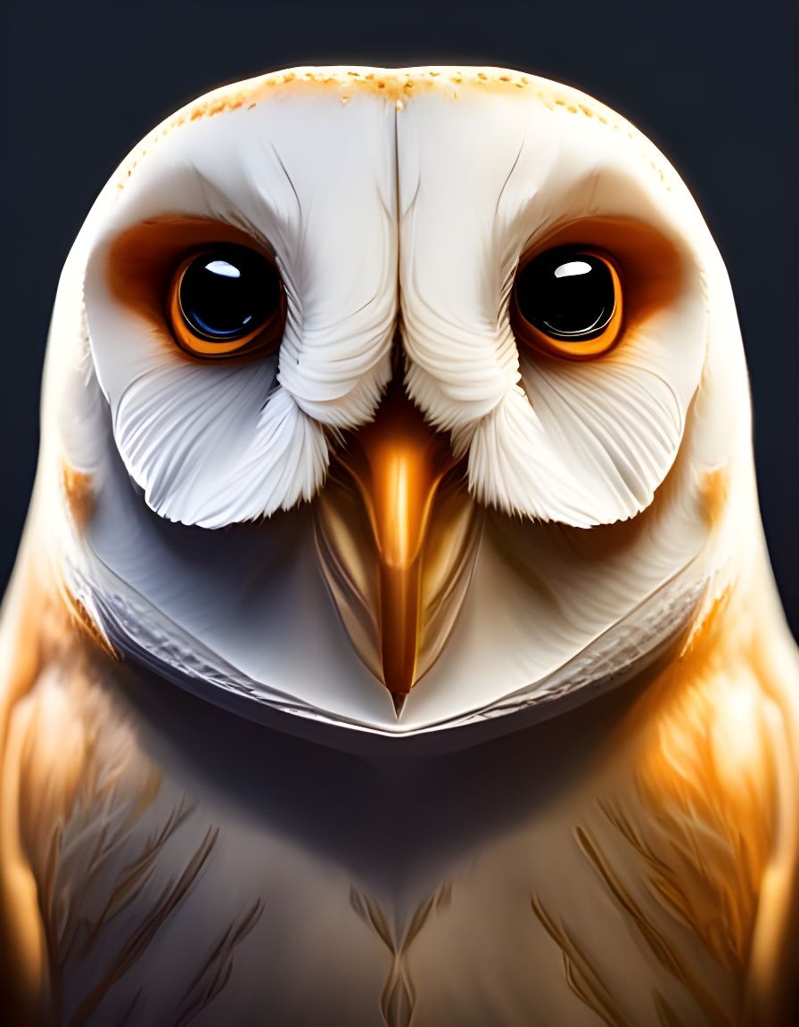 Ornate Jewel-Encrusted Barn Owl Face in Ghibli Style