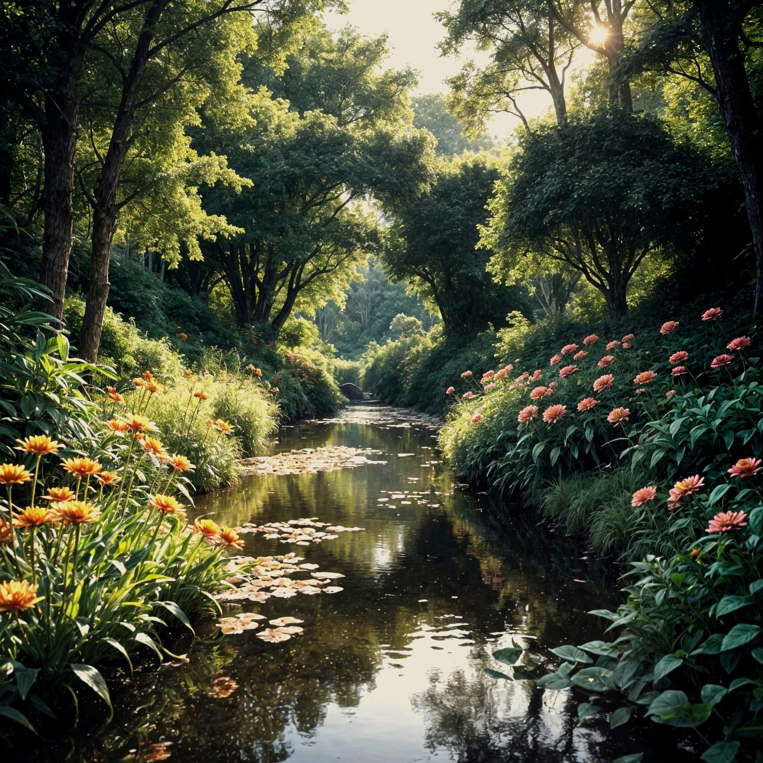 Ethereal Garden Paradise in Cinematic Film Style
