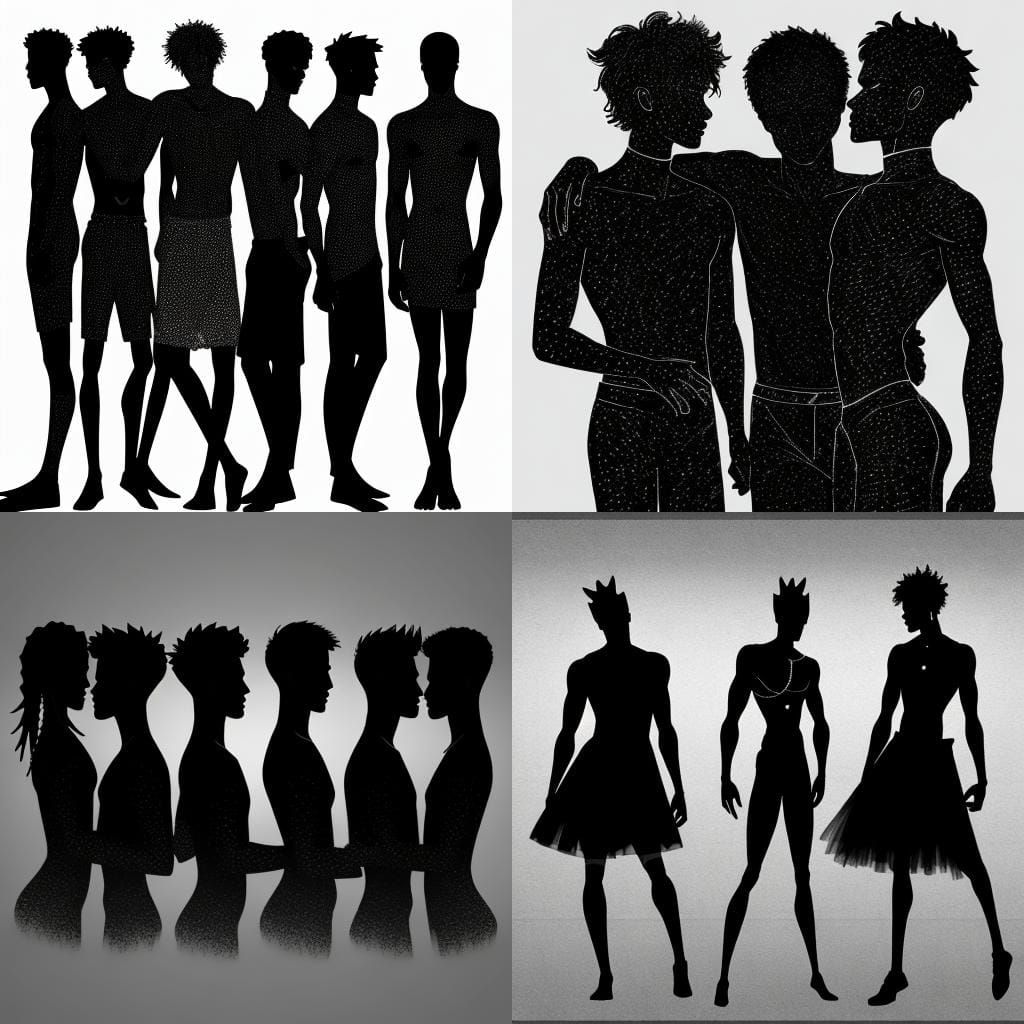 Black Silhouette Art: Gay Teenagers