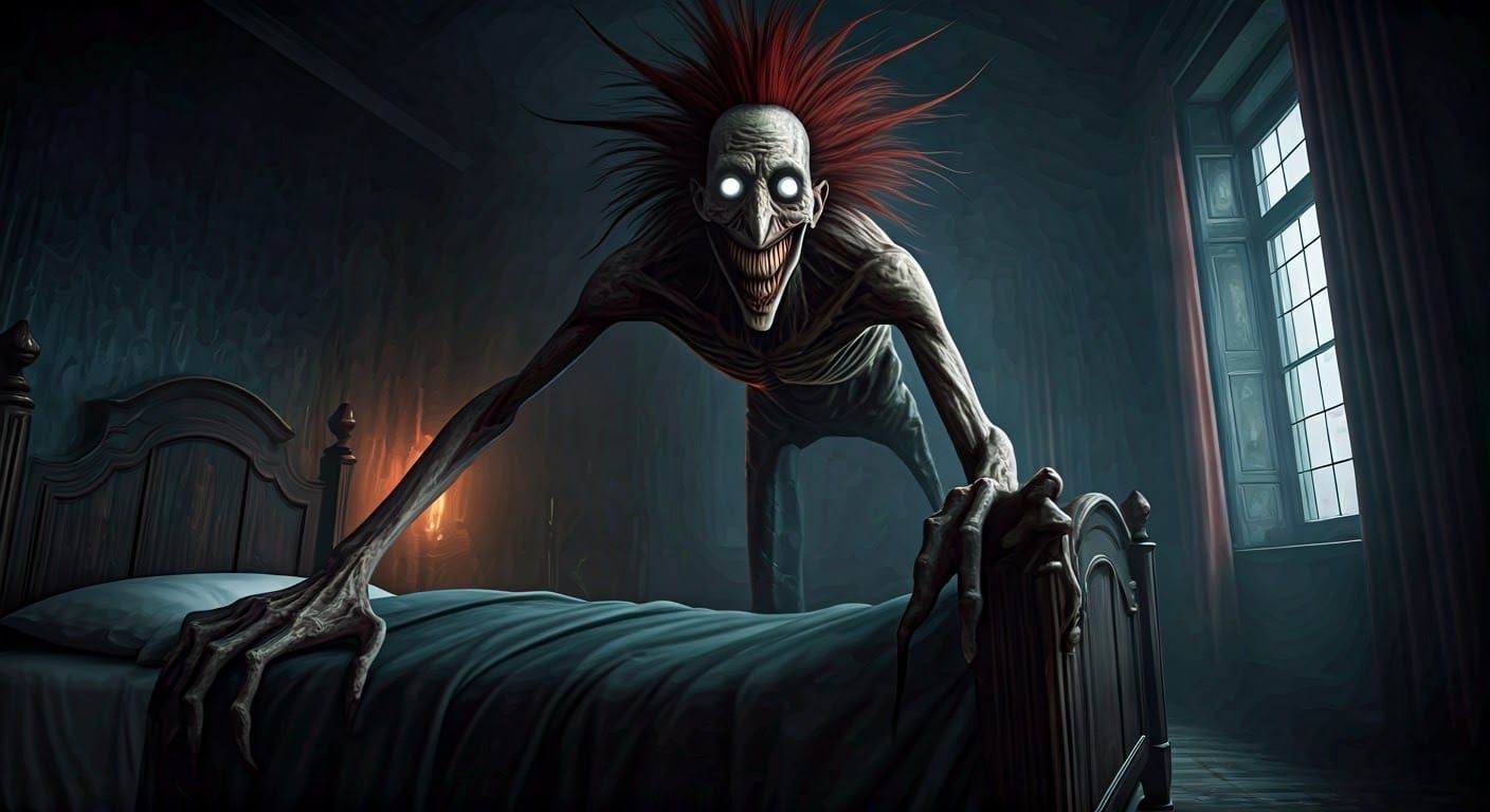 Eerie Bedroom Specter in Dark Fantasy Style
