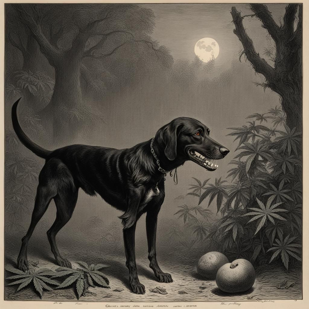 Guava Hound with Cannabis in Doré Style