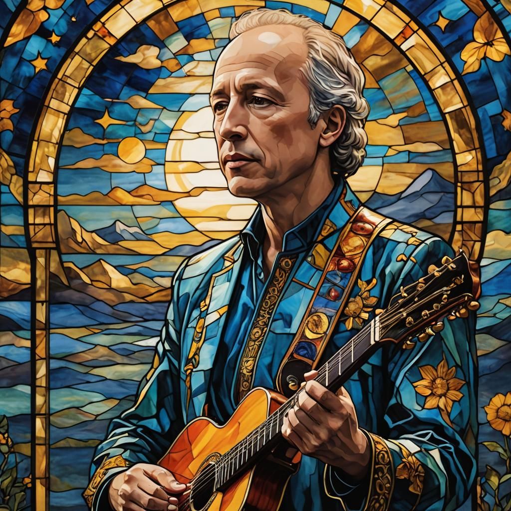 Celestial Musician in Stained Glass Art