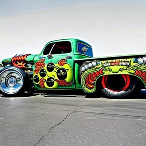 Rat Fink Driving an Ed Roth Hot Rod