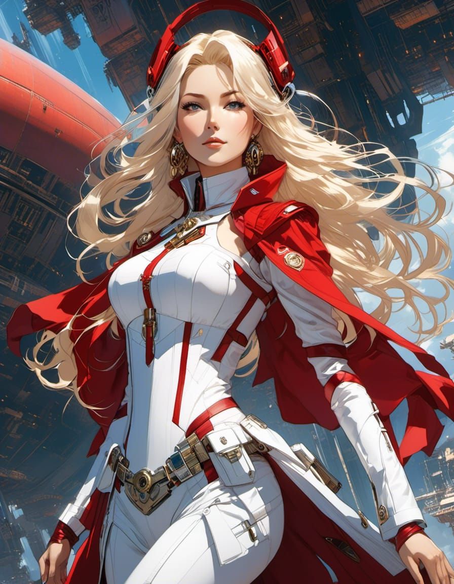 Futuristic Space Pirate in Derelict Spaceport