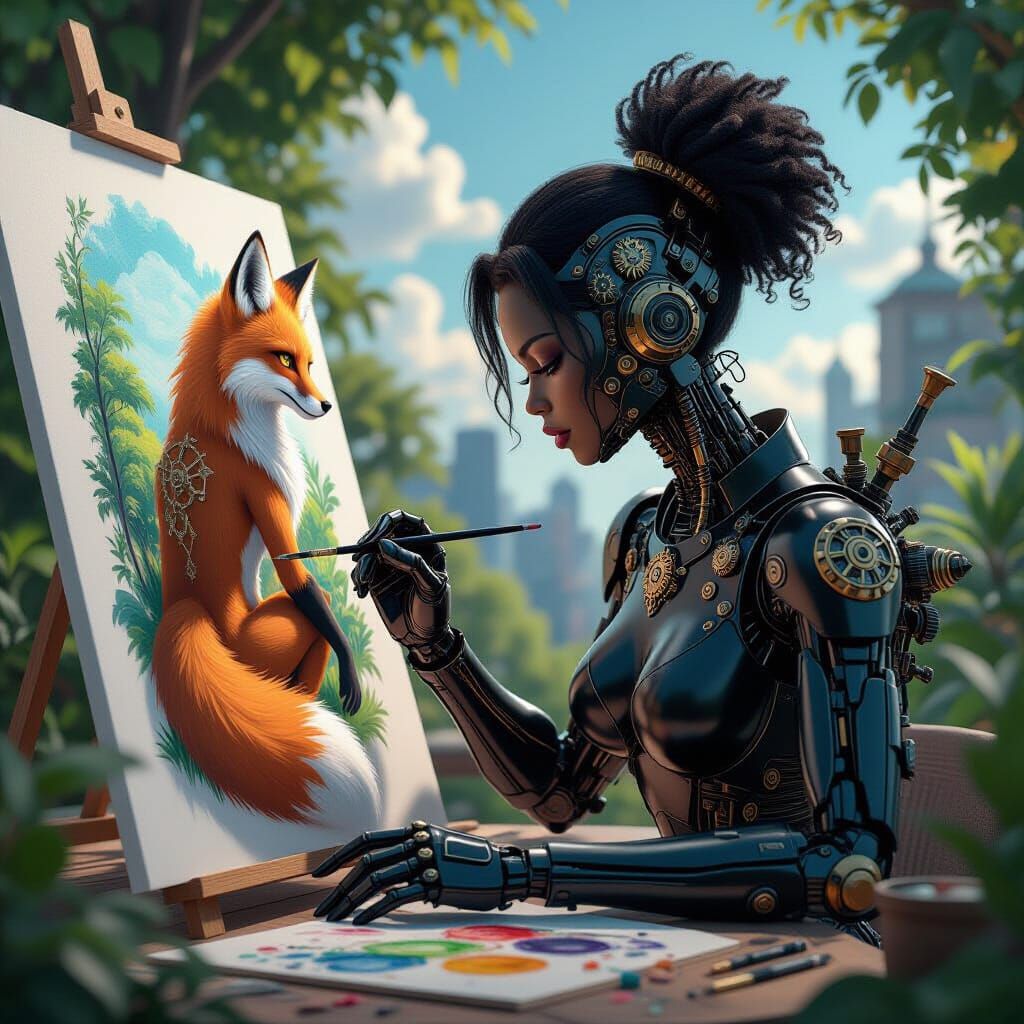 Anime Bio-Android Paints Werefox in 3D Render