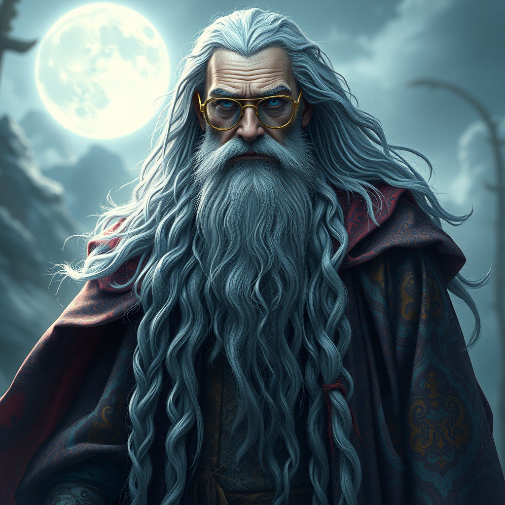 Majestic Wizard Portrait in Detailed Matte Painting Style