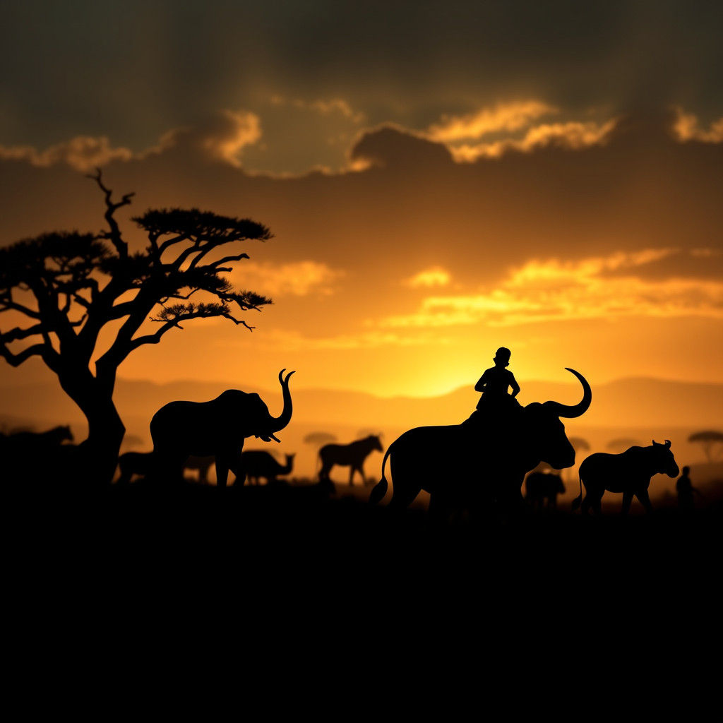 Serengeti Animal Shadowbox: Cinematic Silhouette Art