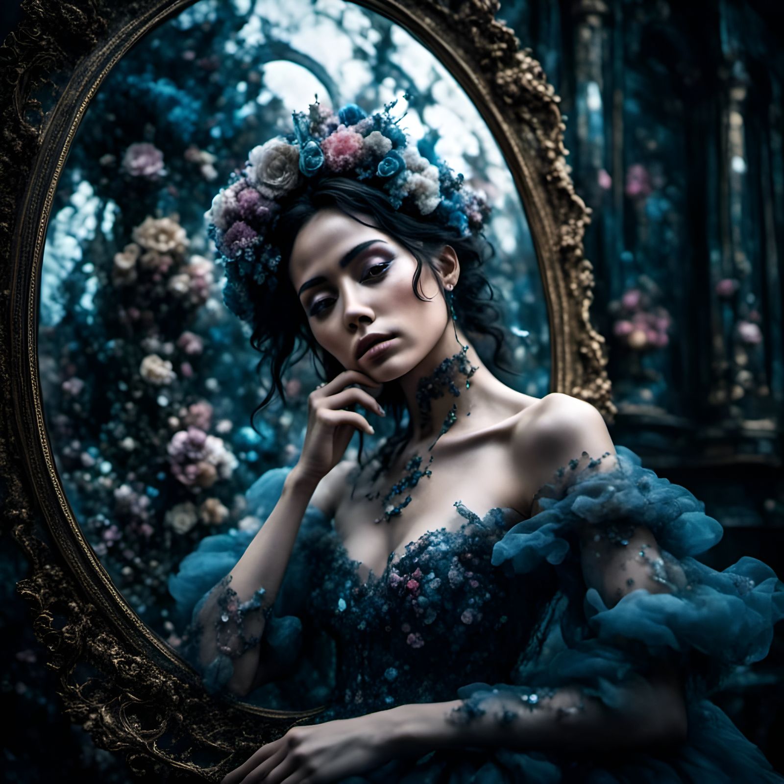 Woman Enters Mirror Portal to Wonderland