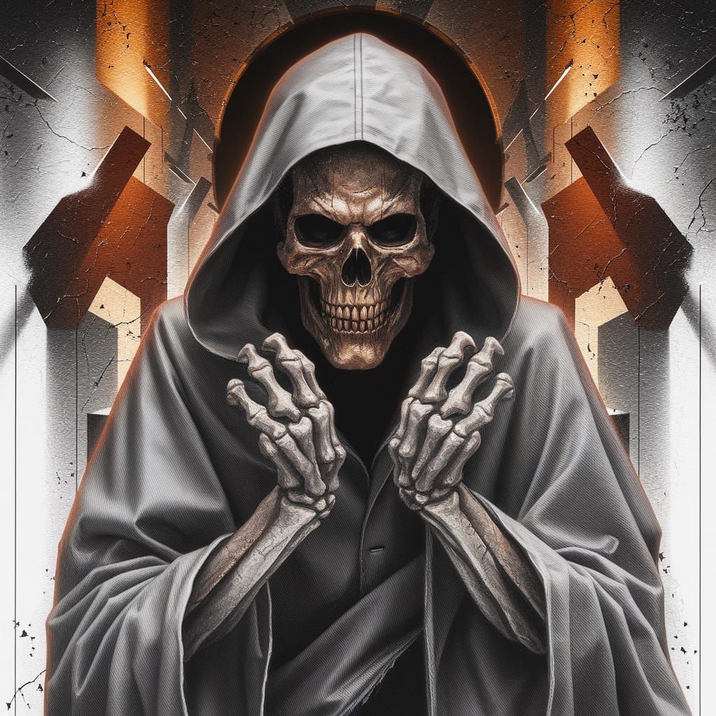 Ominous Grim Reaper Emerges from Artistic Bedroom