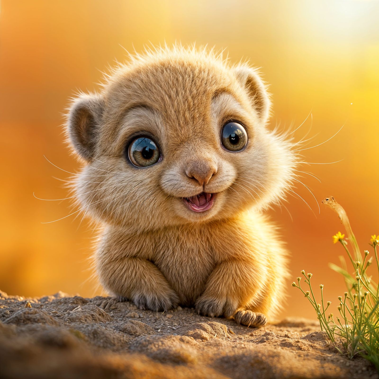Cute Baby Prairie Dog in Vibrant 3D Art