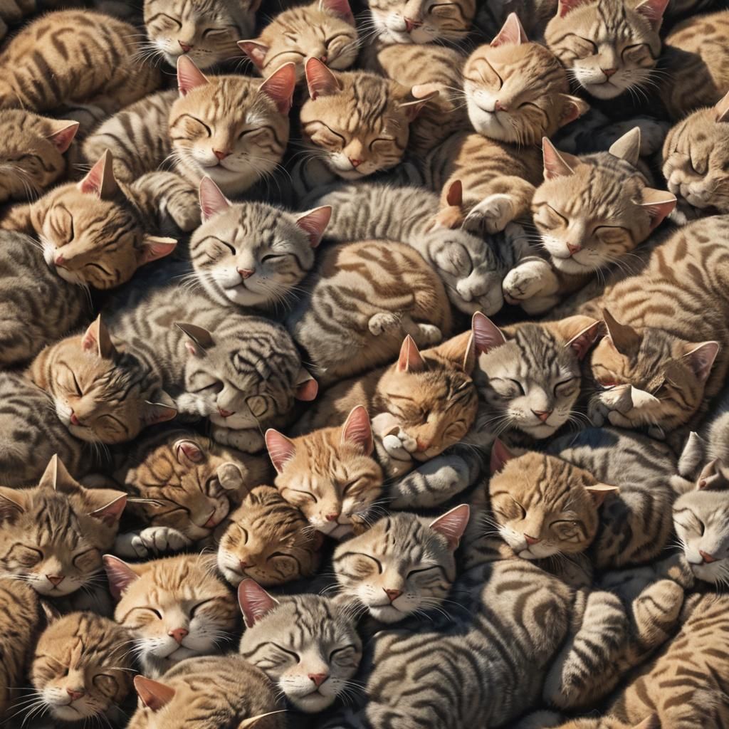 Cute Sleeping Cat in Dramatic 3D Render