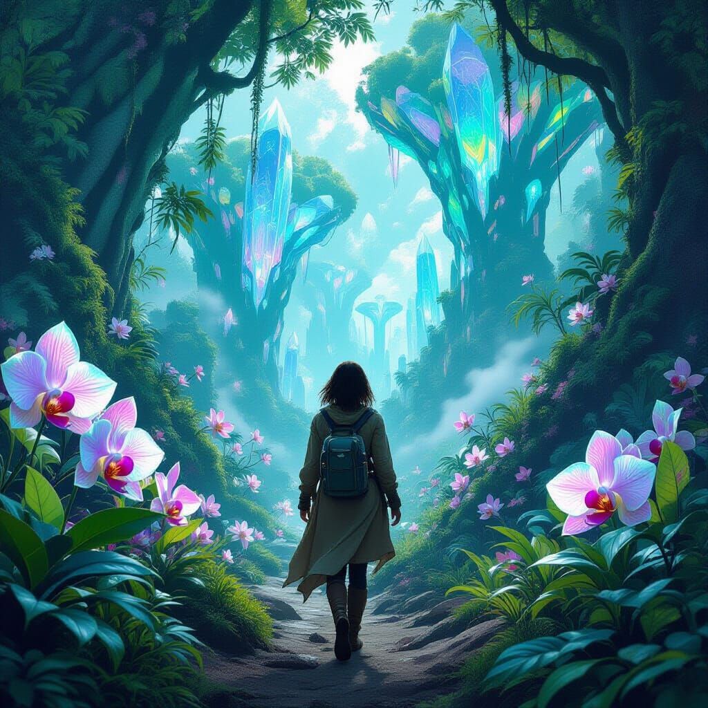 Bioluminescent Jungle Explorer in Hyperrealistic Style