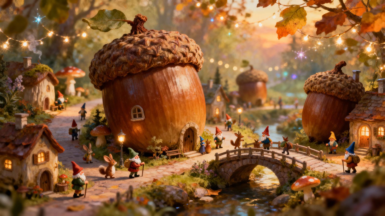 Enchanting Acorn City Miniature Landscape Painting
