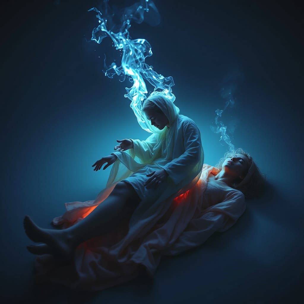 Soul's Peaceful Departure with Bioluminescent Lighting