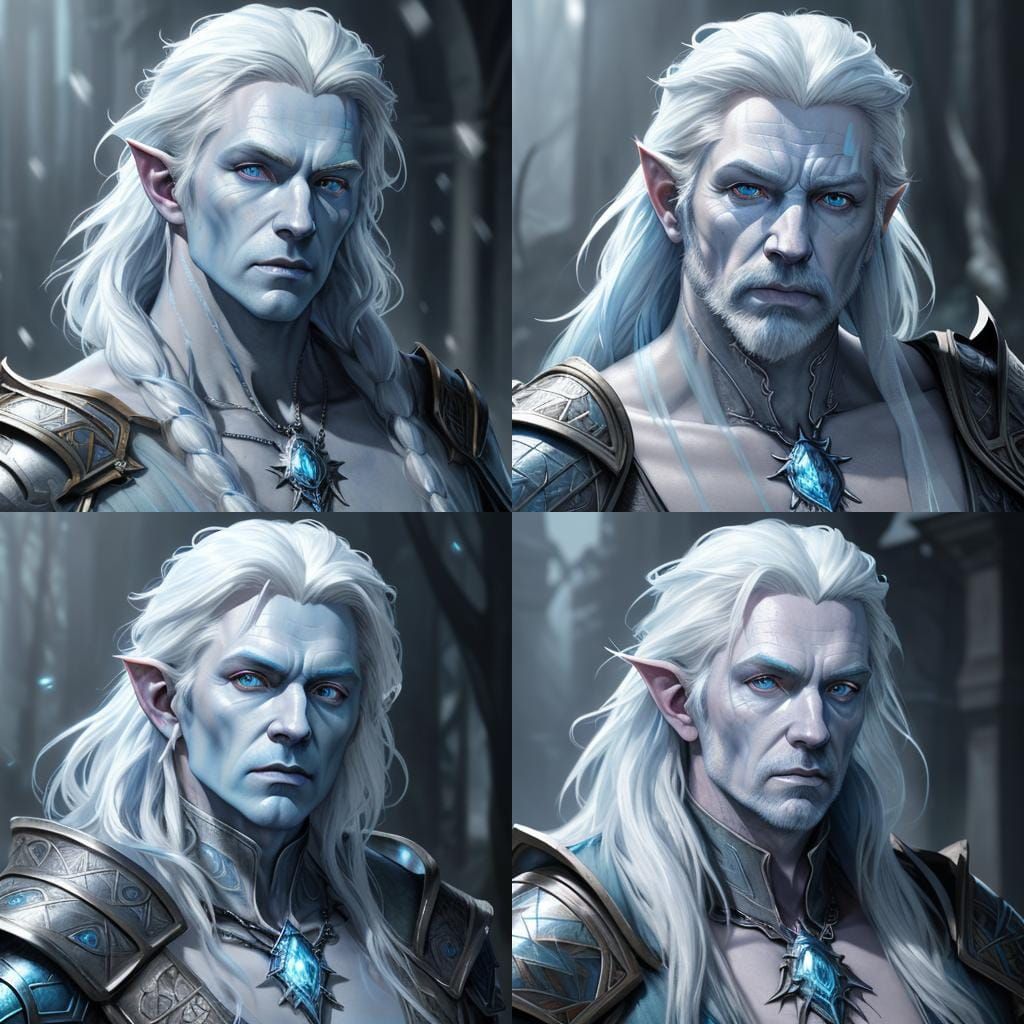 Male Hag Sorcerer Portrait with Ice Magic