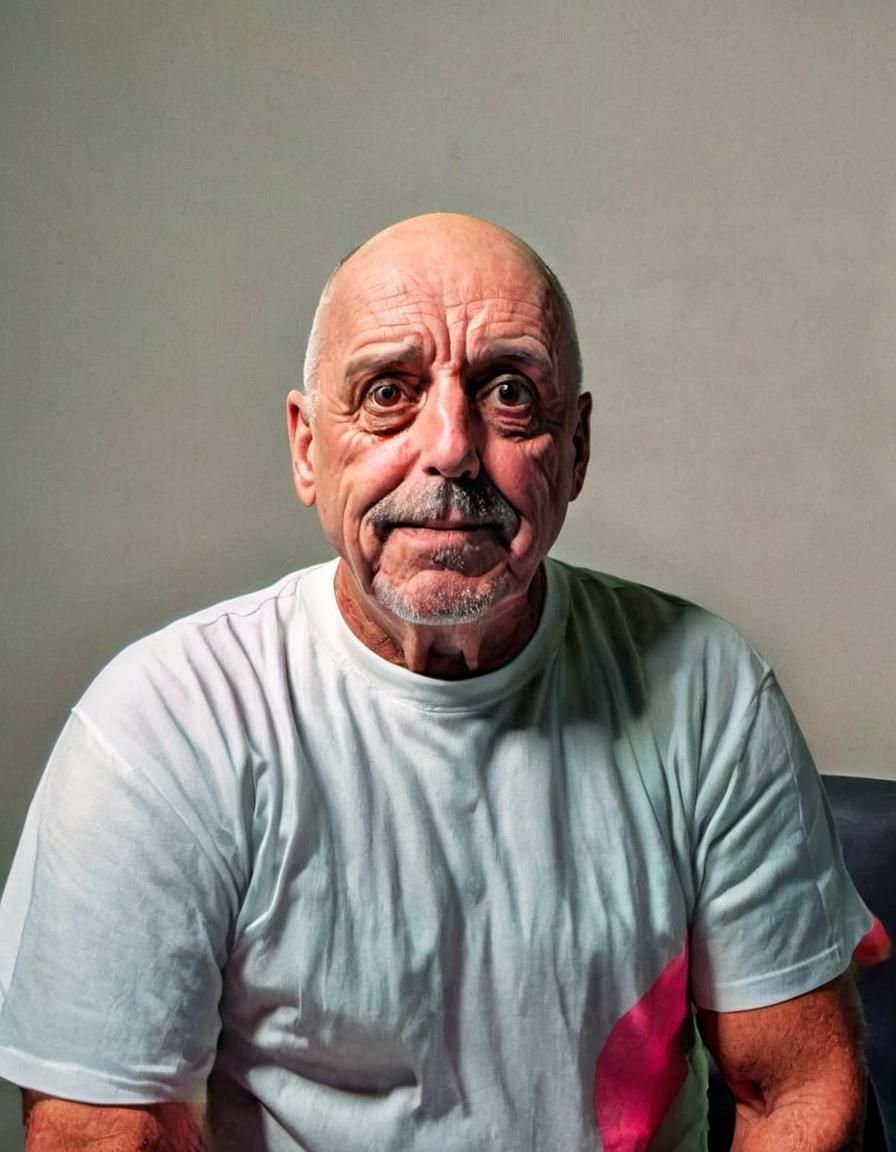 Overweight Gym Trainer Posing in Brightly Lit Room