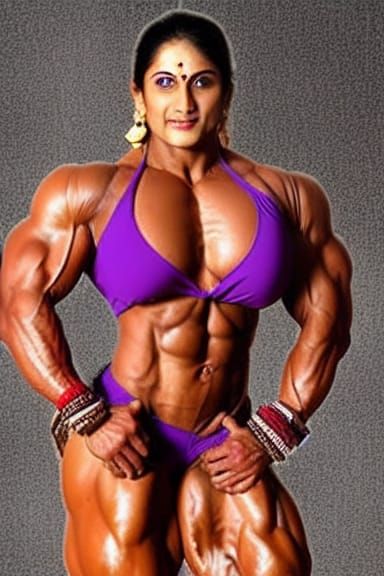 Extremely Muscular Indian Female Bodybuilder