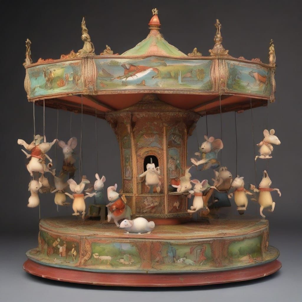Whimsical Carousel Art by Bosch and Aardman Studio Style