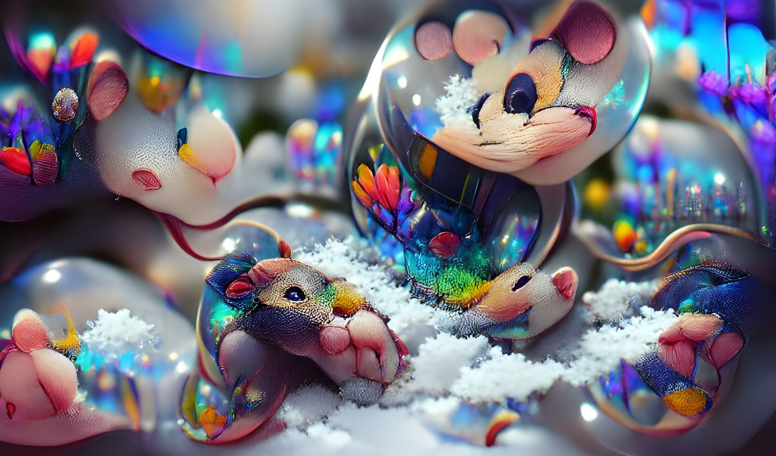 Kinetic Pointillism Snow Globe Digital Art