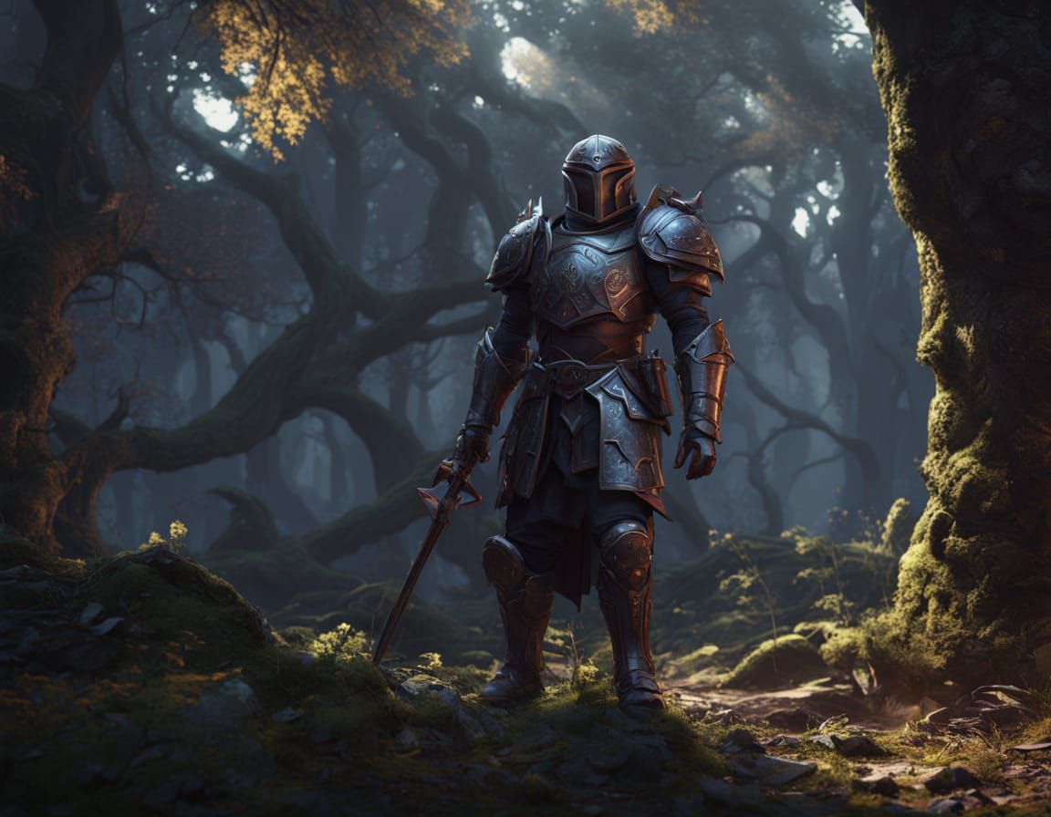 Dark Fantasy Regent in Ancient Forest