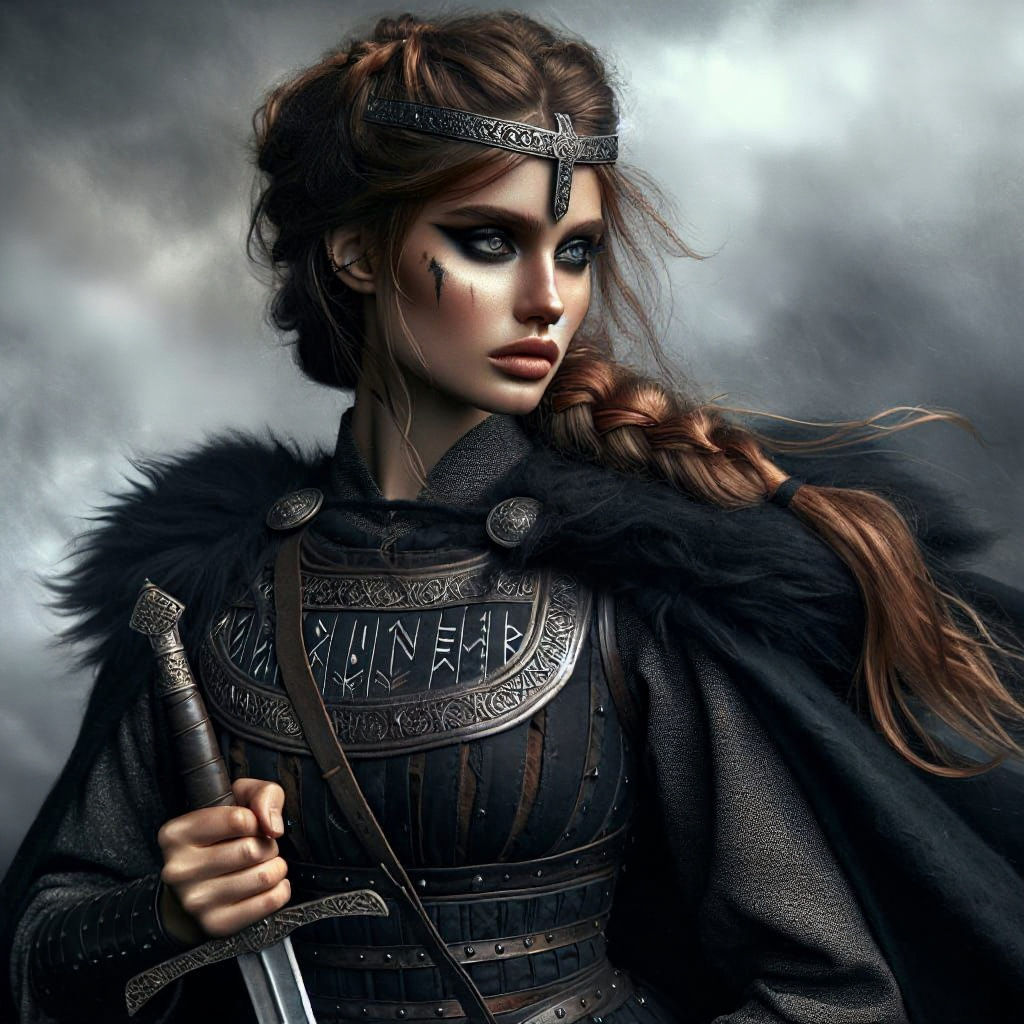 Viking Battle Goddess on Winged Horse in Digital Art