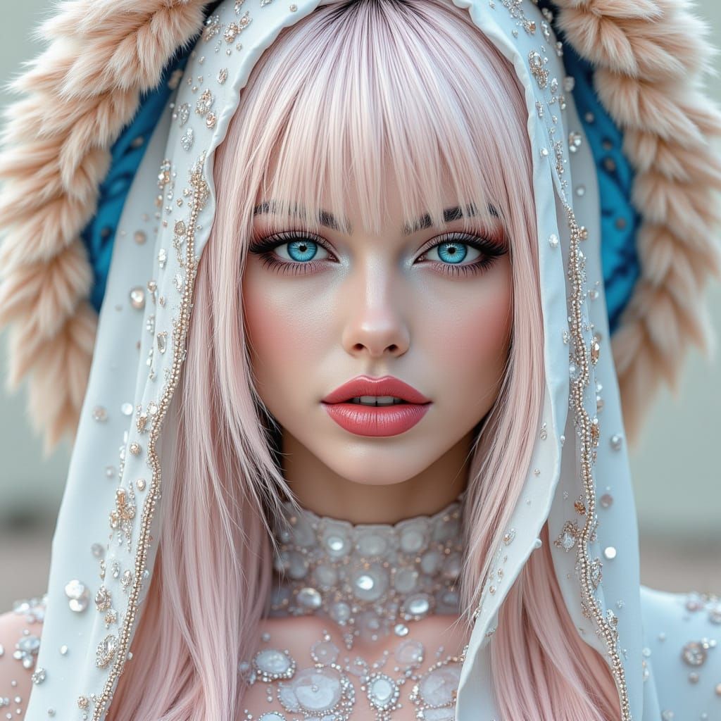 Elegant Platinum Blonde Woman Portrait