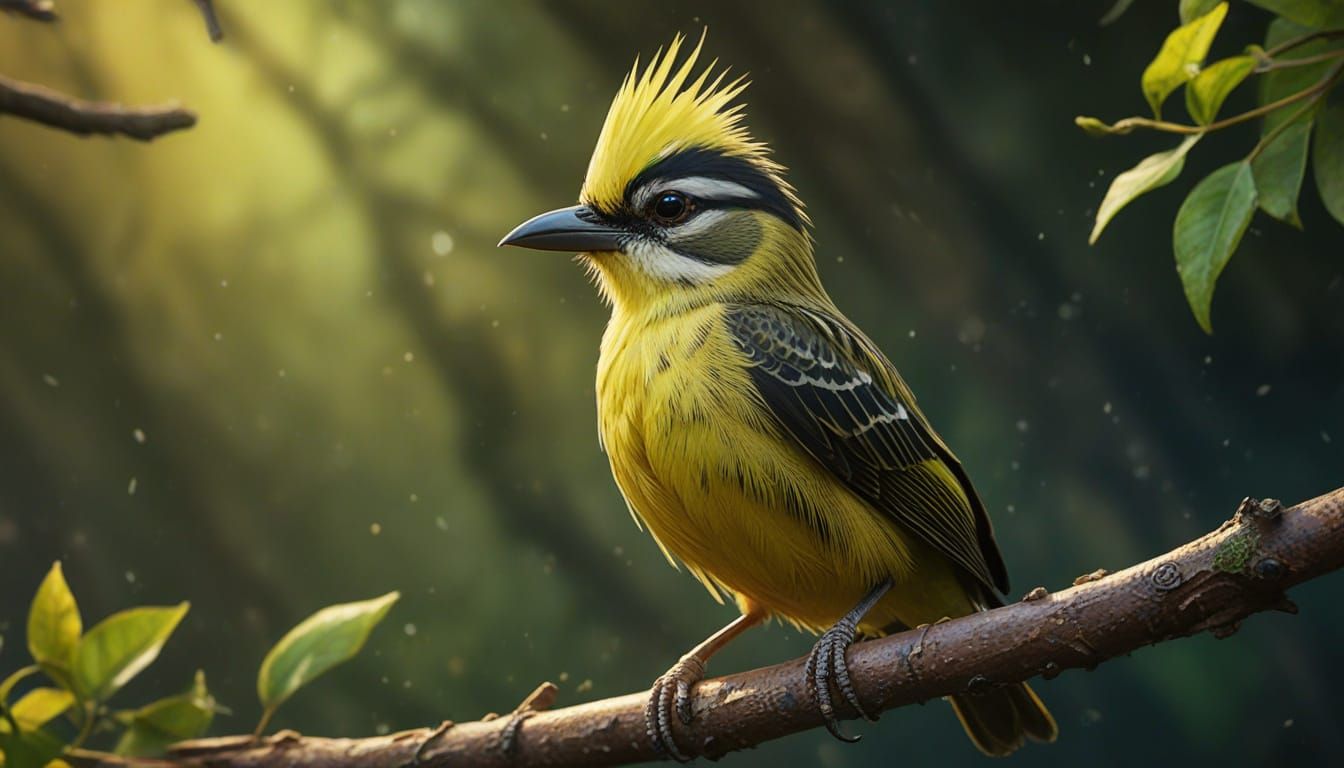 Yellow-Fronted Tinkerbird in Dramatic Splash Art Style