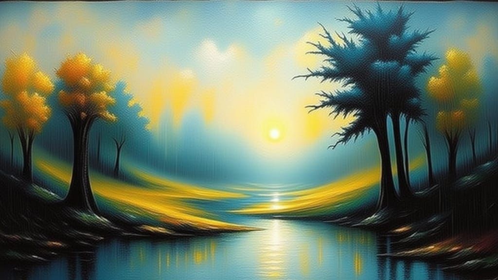 Rainy Landscape in Impasto Style