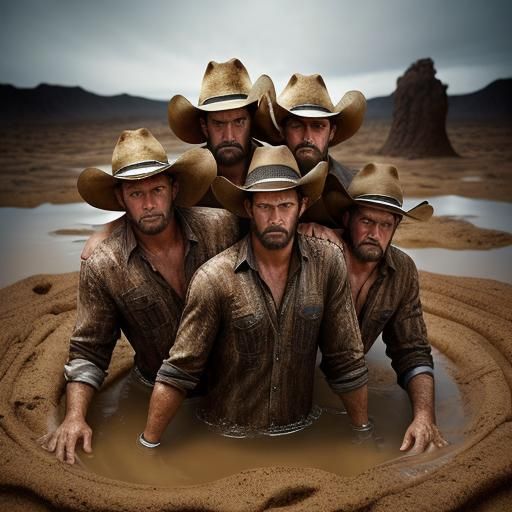 Cowboys Sinking in Quicksand: Professional Portrait