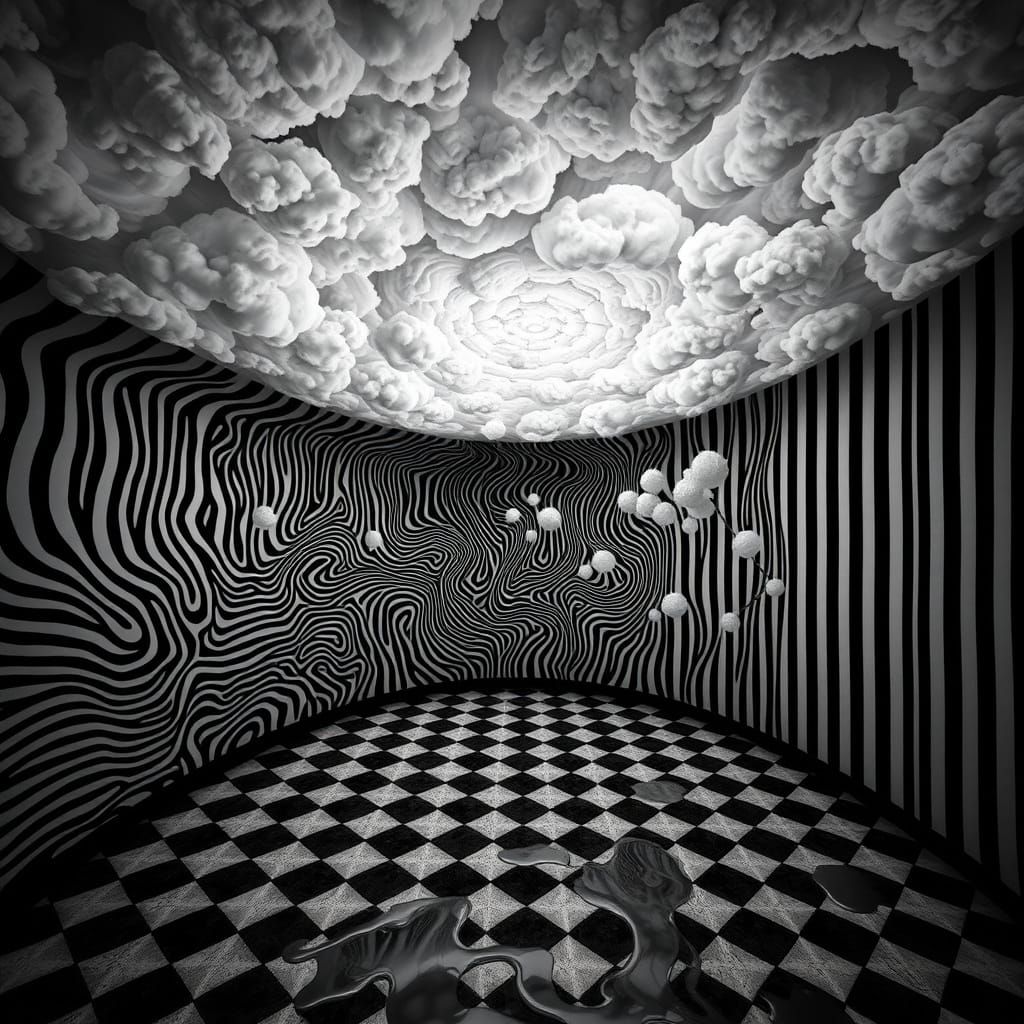Dreamlike, Psychedelic Scene in Monochromatic Colors