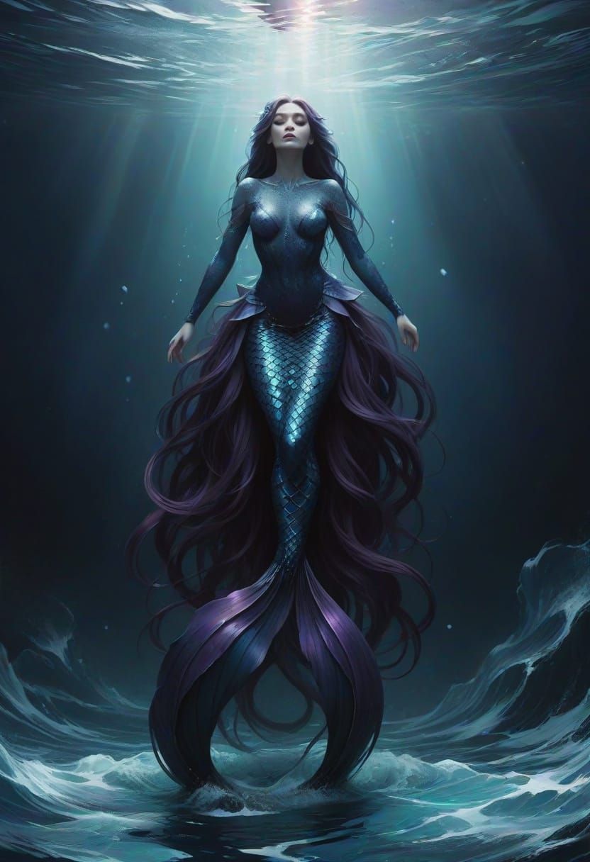 Gothic Mermaid Shines in Icy Dark Waters
