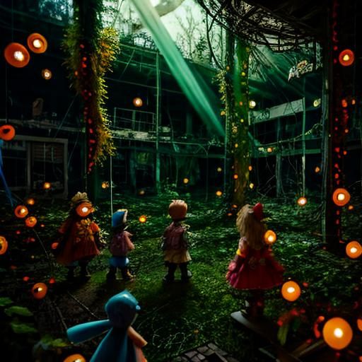 Enchanted Toy Factory in Overgrown Fantasy Art Style