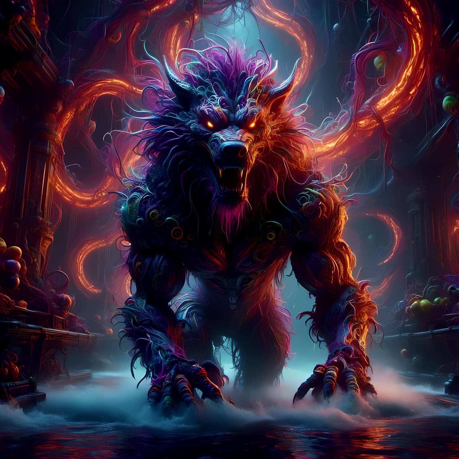 Water Wolf in Dark Fantasy Concept Art Style