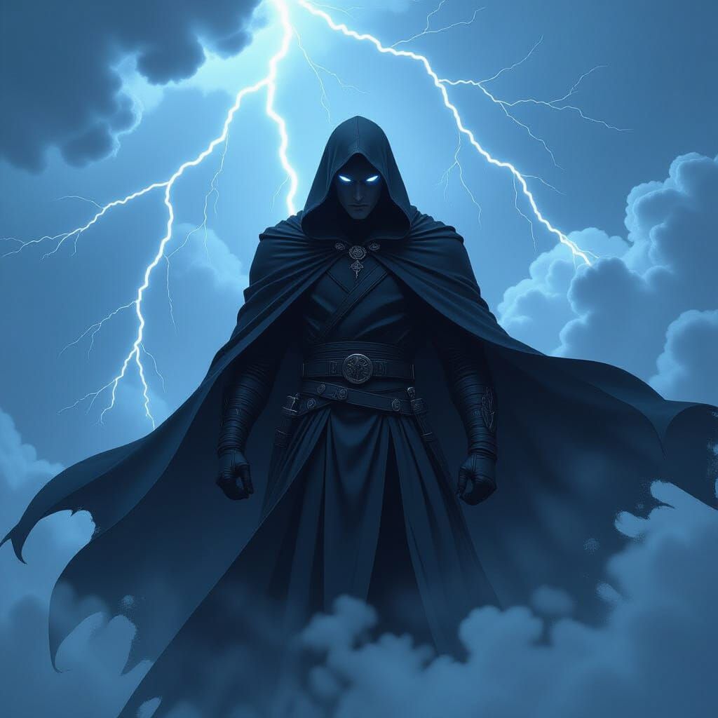 Emotional Weather Villain in a Black Cloak