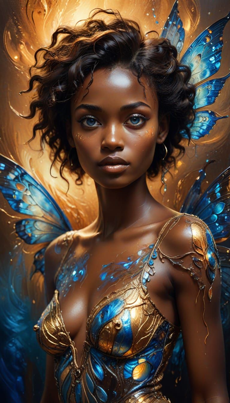 Enchanting African Beauty in Vibrant Oil Painting