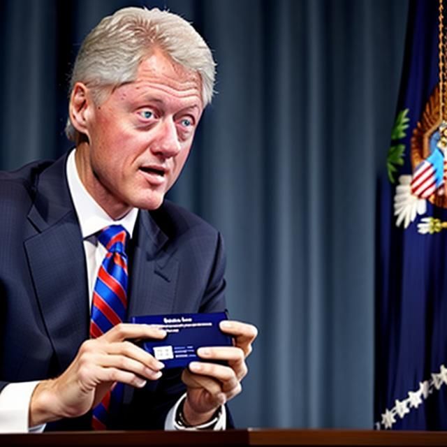 Bill Clinton Holding American Express Card