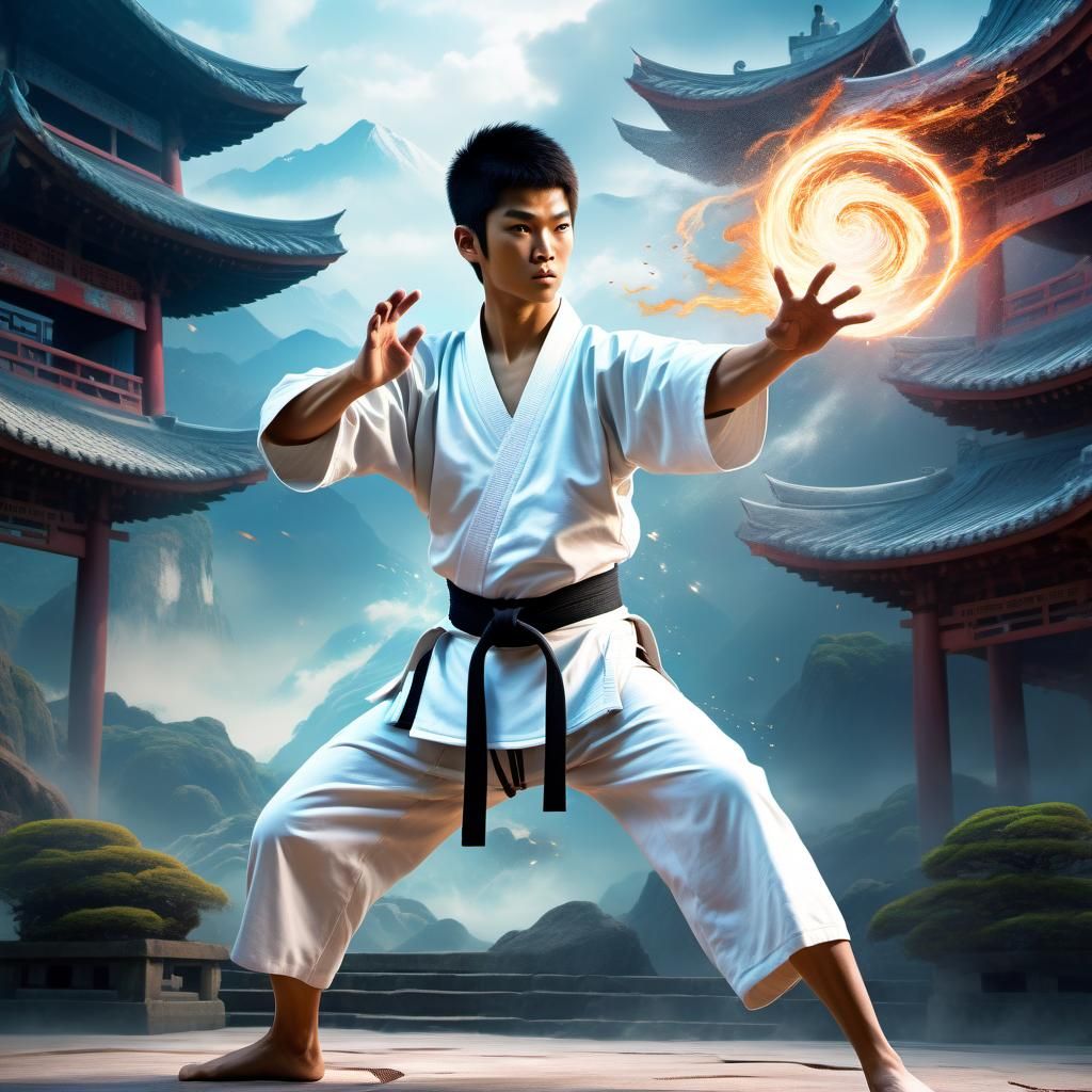Magical Karate Teenage Boy Fantasy Art