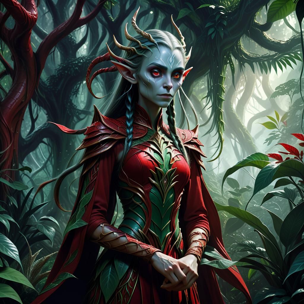 Mutant High-Elf in Jungle: Fantasy Matte Painting