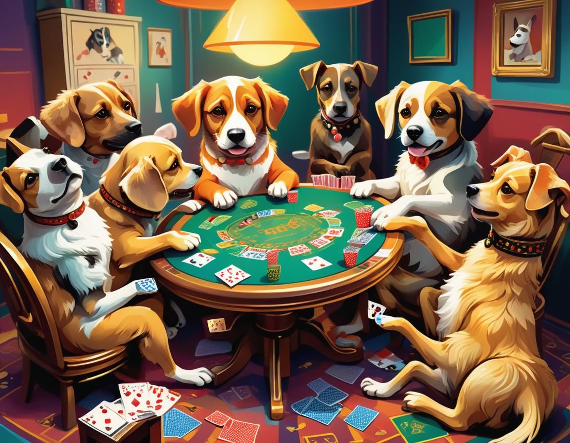 Dogs playing poker ~ inspired by Cassius Marcellus Coolidge ...