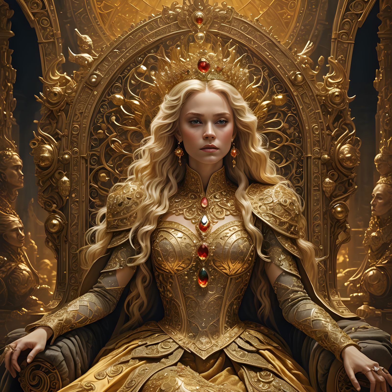 Golden Filigree Art: Queen with Golden Hair