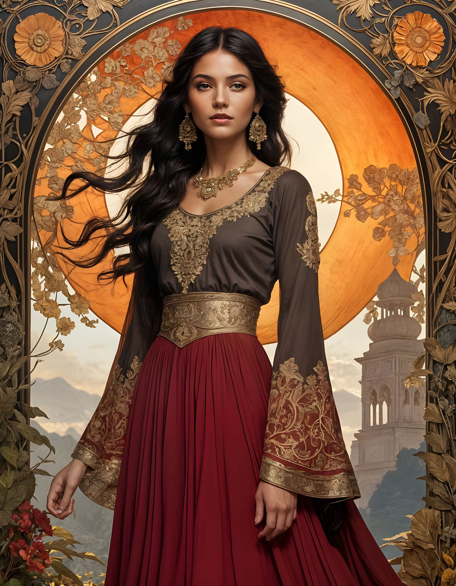 Ethereal Gypsy Goddess in Vibrant Colors