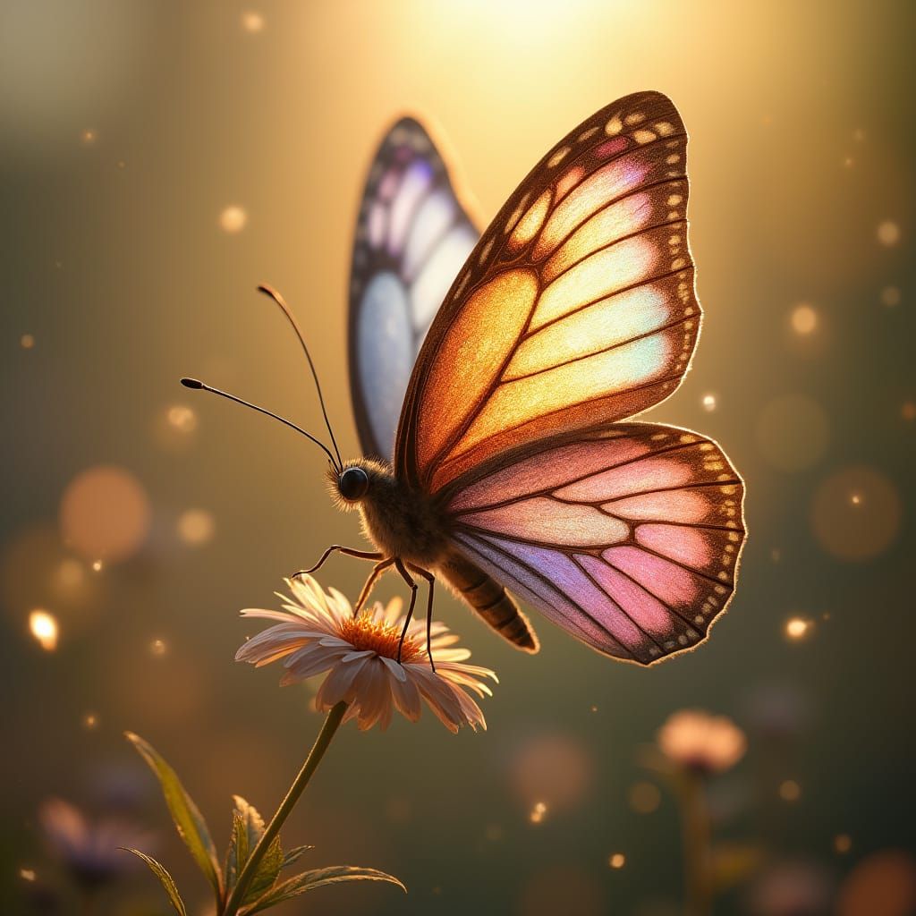 Whimsical Butterfly in Iridescent Splendor
